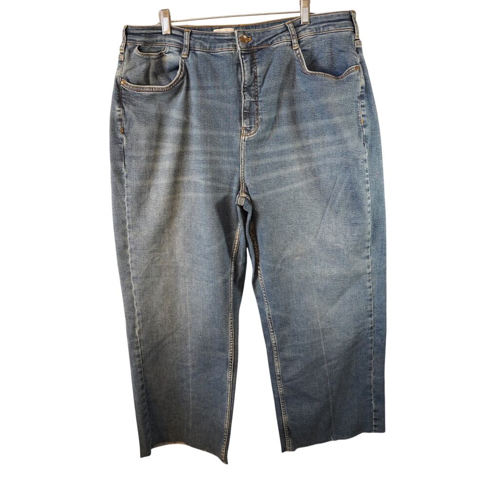Pilcro Anthropologie Wide Leg Jeans High Rise Raw Hem Stretch Plus 22W NWOT